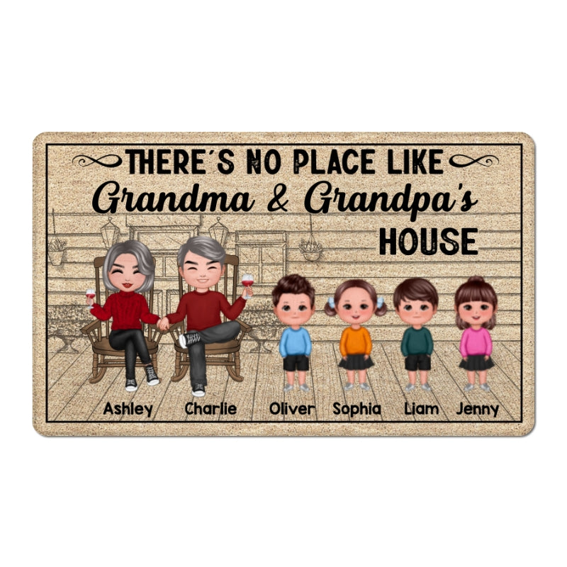Grandma Grandpa No Place Like Grandparents Grandkids Personalized Doormat