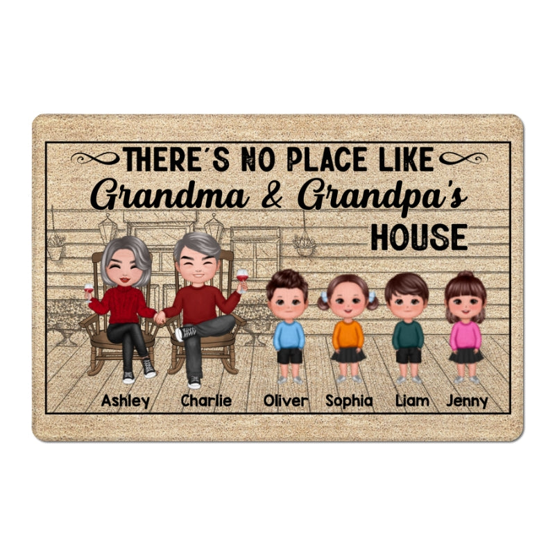 Grandma Grandpa No Place Like Grandparents Grandkids Personalized Doormat
