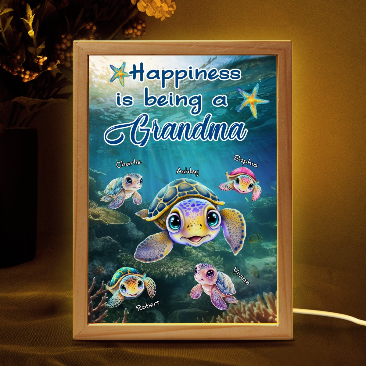 Grandma Gr?ndkids Turtles Under Sea Personalized Frame Light Box