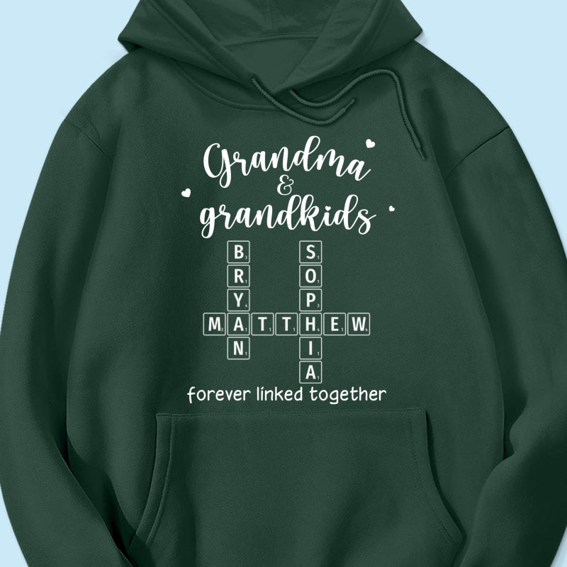 Grandma Grandpa & Grandkids Forever Linked Together Crossword Puzzle Art Personalized Shirt