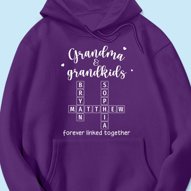 Grandma Grandpa & Grandkids Forever Linked Together Crossword Puzzle Art Personalized Shirt