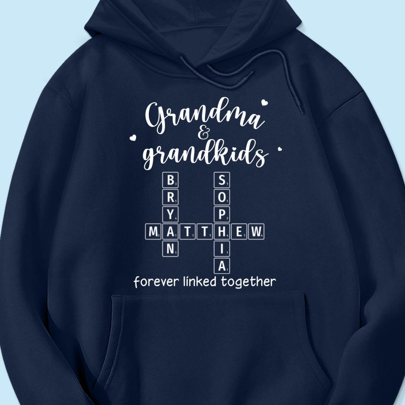 Grandma Grandpa & Grandkids Forever Linked Together Crossword Puzzle Art Personalized Shirt