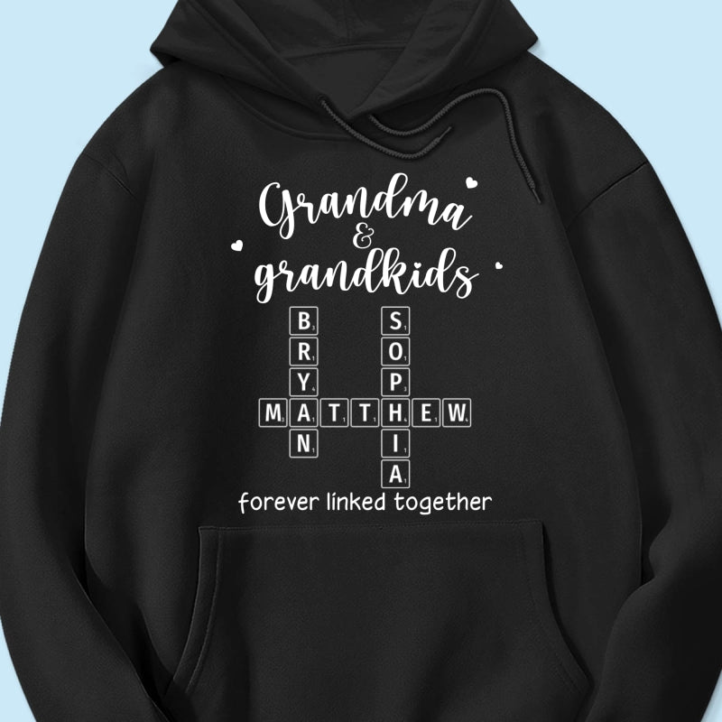 Grandma Grandpa & Grandkids Forever Linked Together Crossword Puzzle Art Personalized Shirt